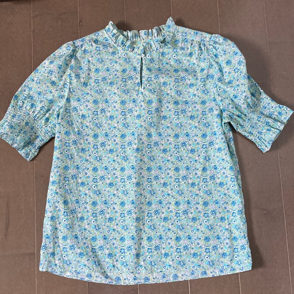 Liberty of London for J.Crew Ruffle Trip Short Sleeve Top